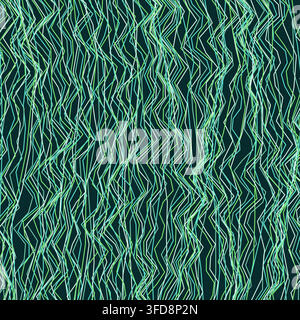 This abstract vector background features dense, jagged vertical lines in cool teal, mint green, and white against a dark canvas. Stock Vector