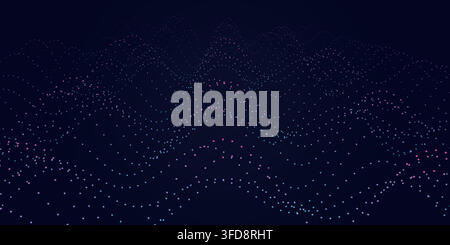 Abstract digital wave background with flowing particles, futuristic technology concept for data visualization and network connectivity Stock Vector