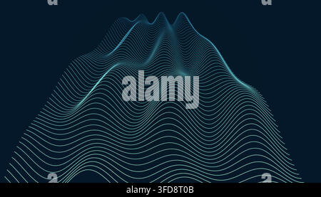 Abstract digital landscape with flowing lines and wave patterns, futuristic technology background Stock Vector