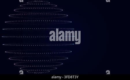 Abstract digital sphere made of glowing blue particles on a dark background Stock Vector