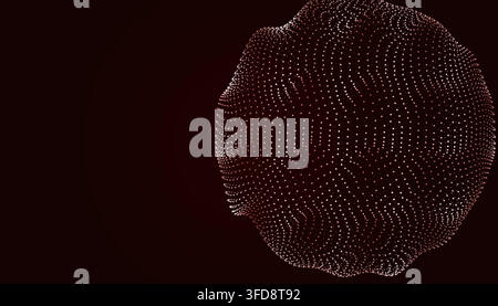 Abstract sphere made of glowing particles on a dark background Stock Vector