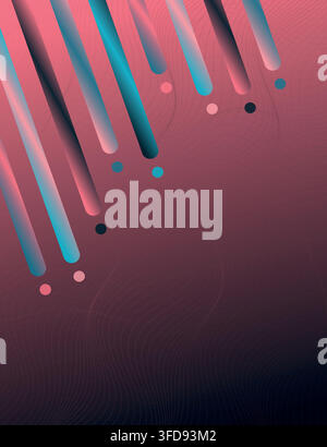 Modern abstract background featuring diagonal rounded bars and small circles with a vibrant gradient effect and subtle wavy line patterns. Stock Vector