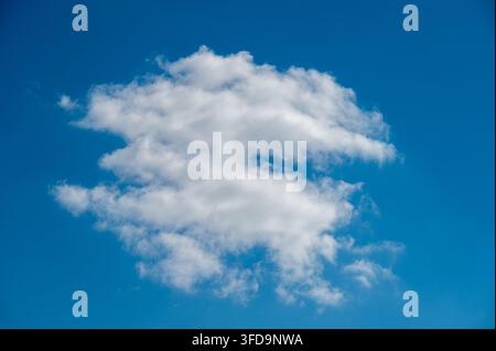 Large White Cumulus Cloud Against a Clear Blue Sky Stock Photo