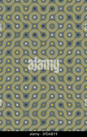 Organic Loop Illusion Pattern, curved lines connected into endless pattern, loops and ovals in flowing rhythm. reaction diffusion geometry aesthetics, Stock Vector