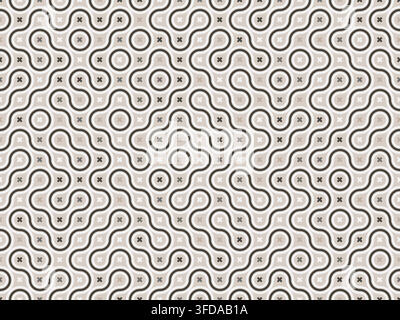 Organic Loop Illusion Pattern, curved lines connected into endless pattern, loops and ovals in flowing rhythm. reaction diffusion geometry aesthetics, Stock Vector