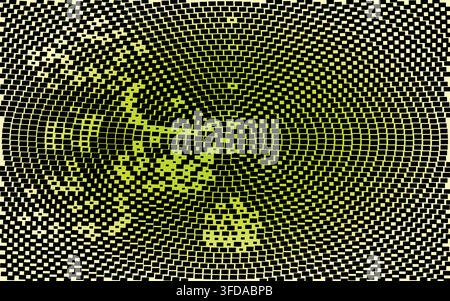Abstract circular mosaic pattern with small square tiles in shades of green and black Stock Vector