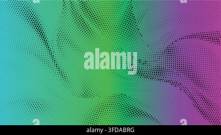 Gradient halftone abstract background in turquoise and purple colors with halftone Stock Vector