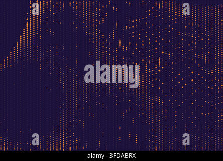 Abstract dark purple background with orange glowing halftone dots background abstract Stock Vector