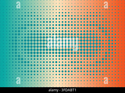 Abstract halftone pattern vector background with teal diamonds on a gradient Stock Vector