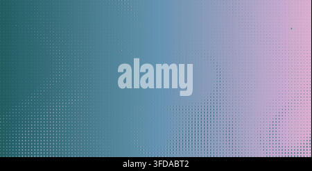 Abstract gradient background in teal and pink with halftone mesh texture Stock Vector