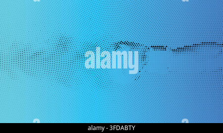 Abstract halftone pattern with triangle dots on bright blue background Stock Vector