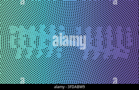 Abstract circular halftone pattern background with vibrant blue and purple gradient color transition effect Stock Vector