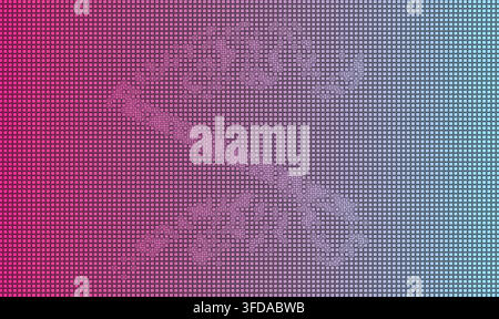 Abstract digital background featuring a vibrant pink and blue gradient with a fine grid Stock Vector
