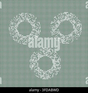 Abstract green halftone geometric pattern background with three circular shapes Stock Vector