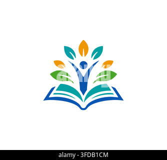 Active Human Growth Book Logo Vector For Modern Education Institute Stock Vector