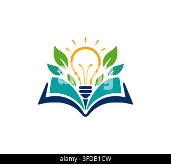 Innovation Light Bulb Book Logo Vector For Creative Education Brand Stock Vector