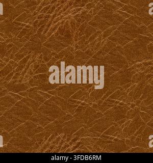Seamless brown leather texture showing natural creases, wrinkles and fine grain, a tan cowhide surface photographed close up as a tileable material Stock Photo