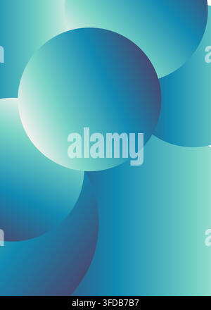 Abstract background featuring overlapping circles with a smooth gradient transition from light teal to deep blue, creating a modern geometric pattern. Stock Vector