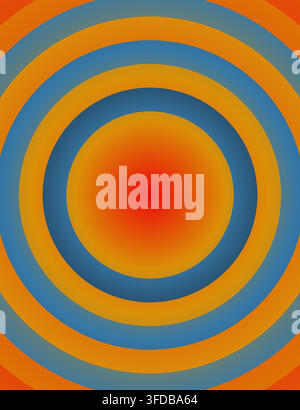 A modern abstract design featuring concentric circular rings with a smooth gradient transition between warm orange and cool blue tones. Stock Vector