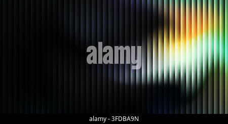 Abstract digital background featuring vertical stripes with a soft, glowing gradient of orange, yellow, and green light effects on a dark backdrop. Stock Vector