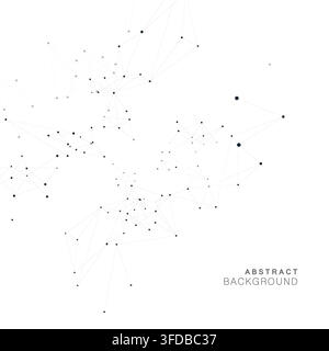 Abstract vector background featuring swirling network interconnected black dots and lines forming geometric patterns Stock Vector