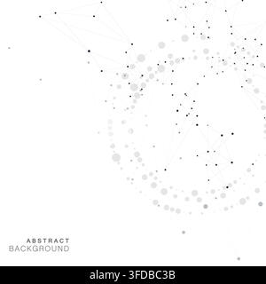Abstract vector background featuring swirling network interconnected black dots and lines forming geometric patterns Stock Vector