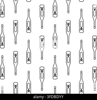 thermometer Pharmacy seamless pattern hand drawn illustration. Vector graphic line art. Silhouette sign for logo, print, comics, fashion, pop art, boa Stock Vector
