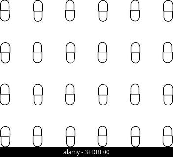 Medicine capsules outline Pills Pharmacy seamless pattern hand drawn illustration. Vector graphic line art. design for fashion graphics, textile print Stock Vector