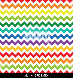 Vector colorful abstract chevron seamless pattern. Bright geometric horizontal zigzag background with repeat rainbow modern texture for trendy wrappin Stock Vector