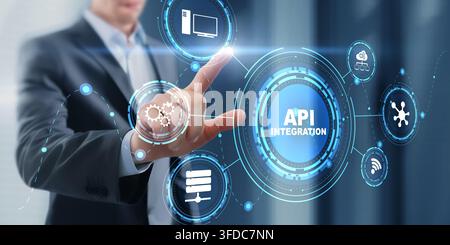 API integration platform for software development and system automation with interactive user interface Stock Photo