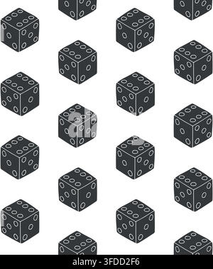 Vector seamless pattern of hand drawn sketch doodle dice isolated on white background Stock Vector
