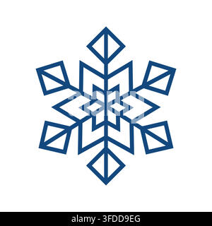Geometric Blue Snowflake Vector Design Stock Vector