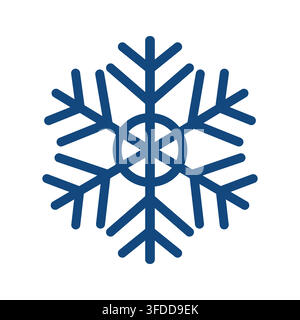 Minimalist Blue Snowflake Vector Icon for Winter and Christmas Design Stock Vector