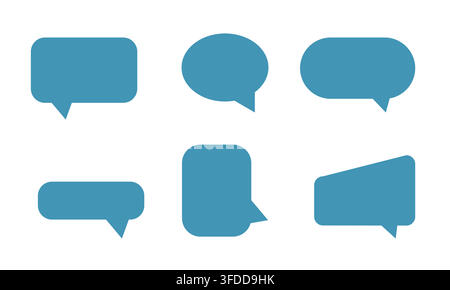 Blue Speech Bubble Vector Icon Set for Chat, Communication, Messaging App, and UI Graphic Design Elements Stock Vector