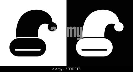 Minimalist Santa Claus Hat Vector Icon Set in Black and White Versions for Christmas and Holiday Design Stock Vector