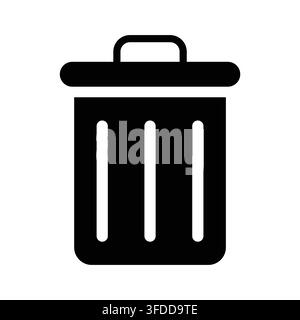 Minimalist Trash Can Icon Representing Garbage Bin, Recycle Dustbin, Delete Function, Waste Management, and User Interface Control Symbol Stock Vector
