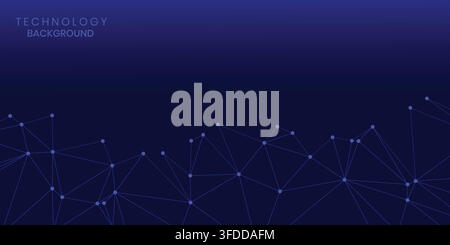 Abstract Dark Blue Network Digital Technology Vector Background Stock Vector