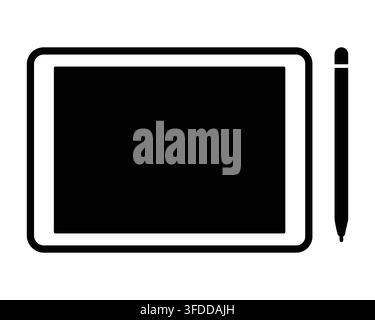 Digital Tablet and Stylus Pen Icon Vector Illustration Stock Vector
