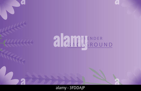 Elegant Purple Floral Lavender Background Banner with Minimalist Botanical Elements and Copy Space Stock Vector