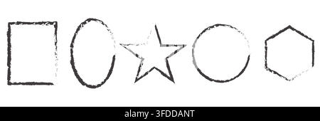 Hand Drawn Grunge Geometric Frames and Shapes Vector Set Stock Vector