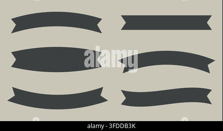 Vintage Black Ribbon Banner Vector Set for Badges and Labels Stock Vector