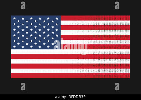 Vintage Grunge American Flag Vector Background with Halftone Dot Texture Stock Vector