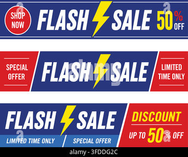 Online internet shopping horizontal banner with two color flat icons ...