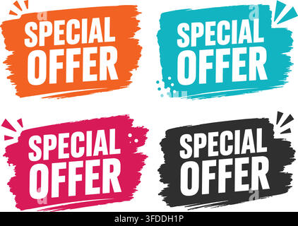 Vibrant special offer typography on artistic paint splashes for high impact retail marketing and promotions. Stock Vector