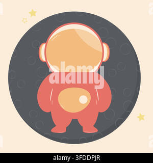 Cute astronaut character flat icon. Vector illustration Stock Vector