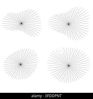 Radial line burst, starburst and optical sun ray background collection vector set. Vector illustration Stock Vector