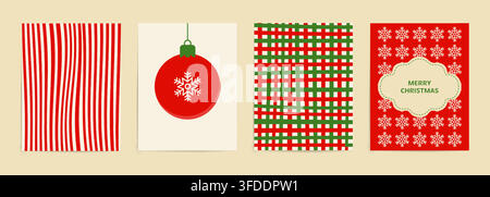 Christmas gift wrapping paper collection set. Vector illustration Stock Vector