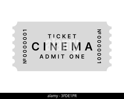 Cinema ticket with admit one text on gray background template Stock Vector