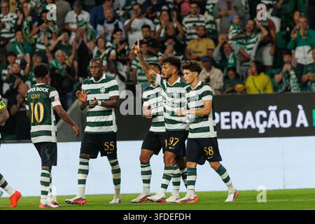 Luis Suarez of Sporting CP celebrating a goal during the Liga Portugal ...