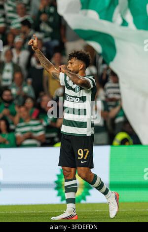 Luis Suarez of Sporting CP celebrating a goal during the Liga Portugal ...